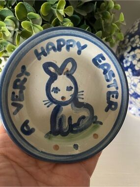 M.A. Hadley "A Very Happy Easter” Bunny Rabbit Trinket/Coaster 4.25”
